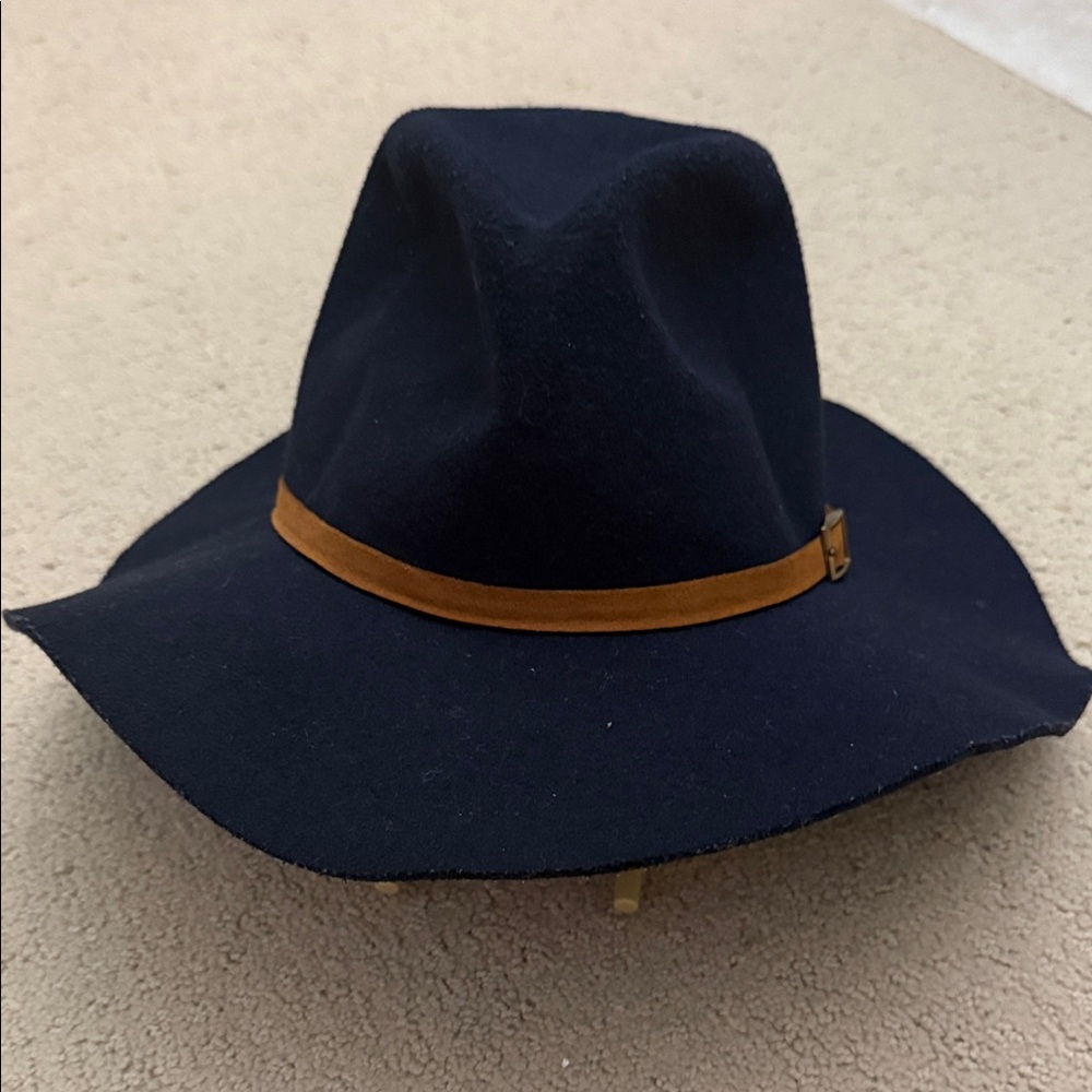 Black Wide Brim Hat with Brown Band